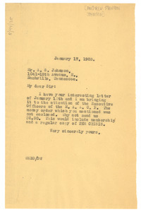 Letter from W. E. B. Du Bois to Andrew Stanton Johnson