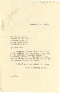 Letter from W. E. B. Du Bois to W. R. Castle