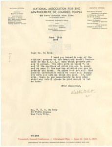 Letter from The NAACP to W. E. B. Du Bois