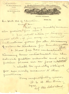 Letter from the Secretary of the Delaware State Board of Education to W. E. B. Du Bois