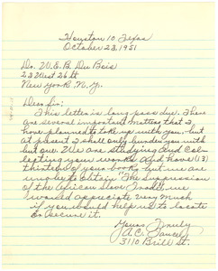 Letter from A. C. Tance to W. E. B. Du Bois