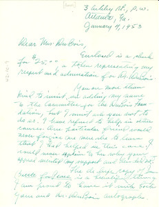 Letter from India D. Amos to Shirley Graham Du Bois