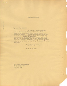 Letter from W. E. B. Du Bois to Ernest Baer Johnson