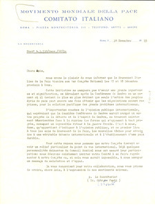 Circular letter from Movimento Mondiale della Pace to W. E. B. Du Bois