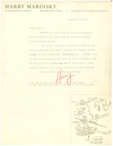 Letter from Harry Marinsky to W. E. B. Du Bois