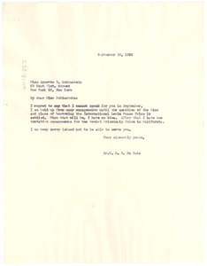 Letter from W. E. B. Du Bois to United Independent-Socialist Committee