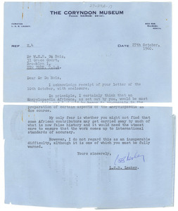 Aerogramme from L. S. B. Leakey to W. E. B. Du Bois