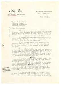 Letter from Letter to W. E. B. Du Bois