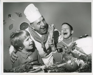 Chef Joseph Zema and young clients at Thanksgiving celebration