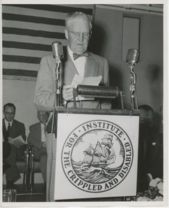 Bruce Barton speaking at graduation exercises