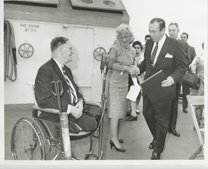 Dr. Stevenson being presented with an award by Mrs. H. Lawrence Bogert, Jr. and Mayor Robert F. Wagner