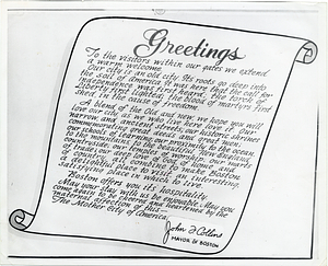 Greeting signed by Mayor John F. Collins