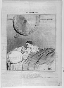 ULYSSE ET PÉNÉLOPE. Chastement étendus sur leur pudique couche, Ces deux nobles époux se retrouvaient enfin. Et quand Ulysse ronfla, sur sa charmante bouche Pénélope commit un amoureux larcin. (Oeuvres badines de Mr. Vatout).