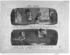 - Comme vue, madame ne pourra rien trouver de mieux.... d'ici vous jouissez du coup d'œil de la rue Coquenard dans toute sa longueur!.... --- - Monsieur, le prix de l'appartement qui est à louer, s'il vous plait. - Je le loue trois mille francs!