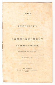 Amherst College Commencement program, 1842 July 28