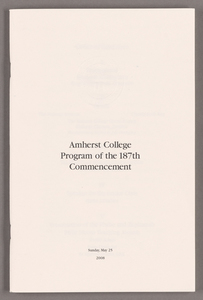 Amherst College Commencement program, 2008 May 25