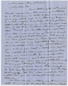 Edward Hitchcock and Jane Elizabeth Hitchcock Putnam letter to Edward Hitchcock, Jr., 1860 December 7