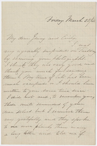 Josey M. Allen letter to Jane Hitchcock Putnam and Emily Hitchcock Terry, 1864 March 25
