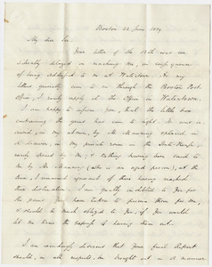 Governor Edward Everett letter to Edward Hitchcock, 1839 June 22