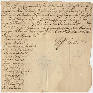 Military orders issued by Jeffery Amherst from Fort Crown Point, New York, 1760 October 16