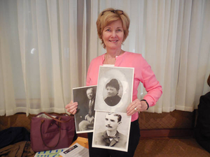 Patricia Flaherty at the Irish Immigrant Experience Mass. Memories Road Show