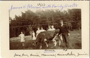 Papa and 'Bessie' the cow