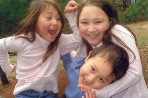 Kids taking Christmas card pictures