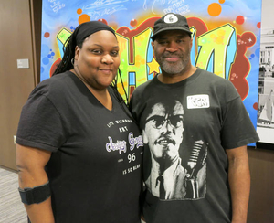 Julie Phillips and VCR at the "Show 'Em Whatcha Got" Mass. Memories Road Show: The Hip-Hop Edition