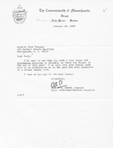 Letter from Senator Edward L. Burke to Senator Paul Tsongas