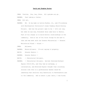 Transcript of interview with David F. Hunter and Stephen "TeeDee" Hunter, May 29, 2009