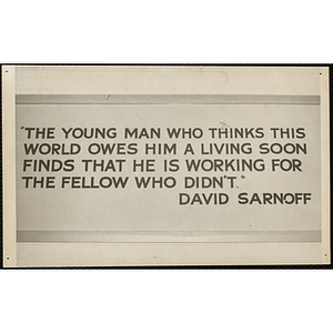 Quote by David Sarnoff printed on a wall plaque