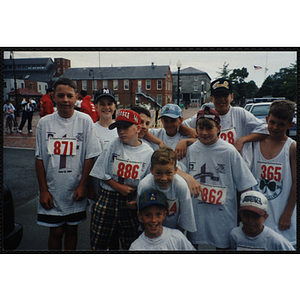 Boys pose for a group shot during the Battle of Bunker Hill Road Race