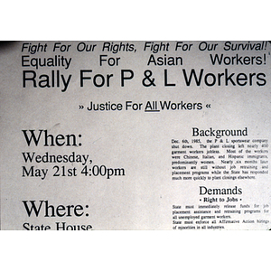 Garment worker rally announcement
