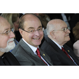 President Joseph E. Aoun smiles during the groundbreaking ceremony for the George J. Kostas Research Institute for Homeland Security at Northeastern University