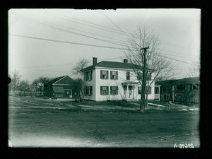Exterior view of the Hapgood Reed House and barn, Shrewsbury, Mass., 29 January 1914