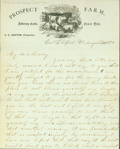 Letter from Prospect Farm, C.C. Heaton, proprietor, East Thetford, Vermont, dated August 27, 1877