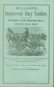 Trade card for Bullard's Improved Hay Tedder, Belcher & Taylor Agricultural Tool Co., Chicopee Falls, Mass., undated