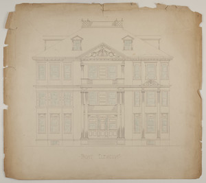 Front elevation of a three-and-a-half story multi-family dwelling, undated