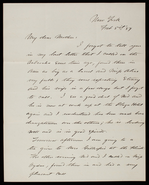Thomas Lincoln Casey, Jr. to Emma Weir Casey, February 5, 1889