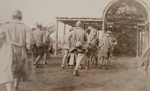 Soldiers entering a canteen