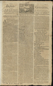 The Boston-Gazette, and Country Journal, 6 October 1766 (includes supplement)