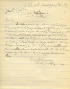 Letter from Benjamin Smith Lyman to James A. Longstreet