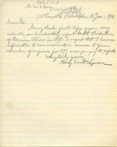 Letter from Benjamin Smith Lyman to George F. Kunz