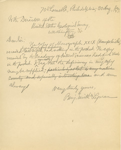 Letter from Benjamin Smith Lyman to the Director of the United States Geological Survey