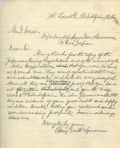 Letter from Benjamin Smith Lyman to Iwaya Hosoi