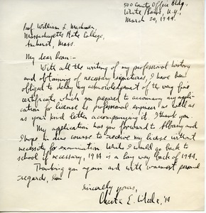 Letter from Chester E. Wheeler to William L. Machmer