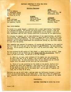 Circular letter from the National Committee to Build the Guild
