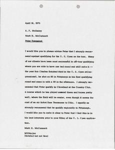 Memorandum from Mark H. McCormack to A. F. Mulberry