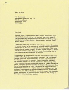 Letter from Mark H. McCormack to Noel Morris