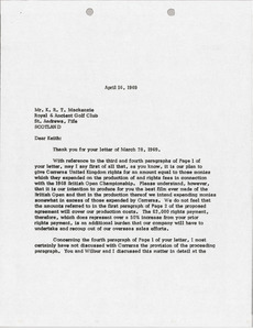 Letter from Mark H. McCormack to Keith Mackenzie